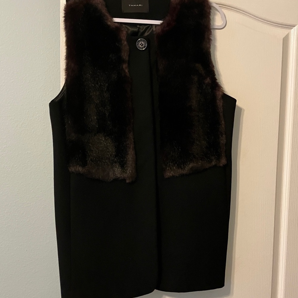 Tahari long wool vest